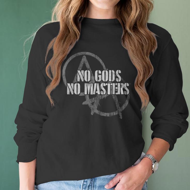 No Gods No Masters Anarchist Atheist Tee Women Long Sleeve Tshirt