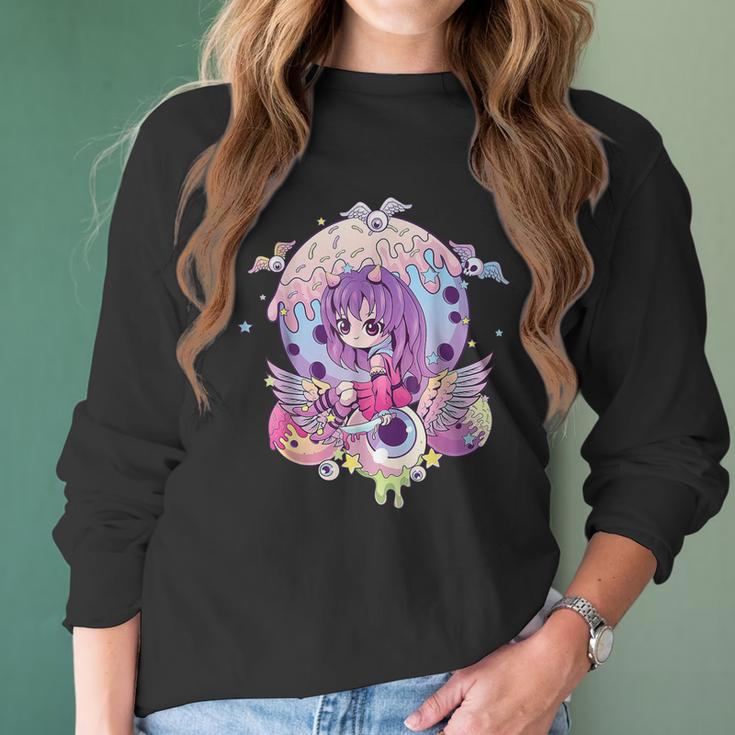 Pastel Goth Cute Creepy Witchy Girl Halloween Anime Girl Men Women T-Shirt Graphic Print Casual Unisex Tee Women Long Sleeve Tshirt