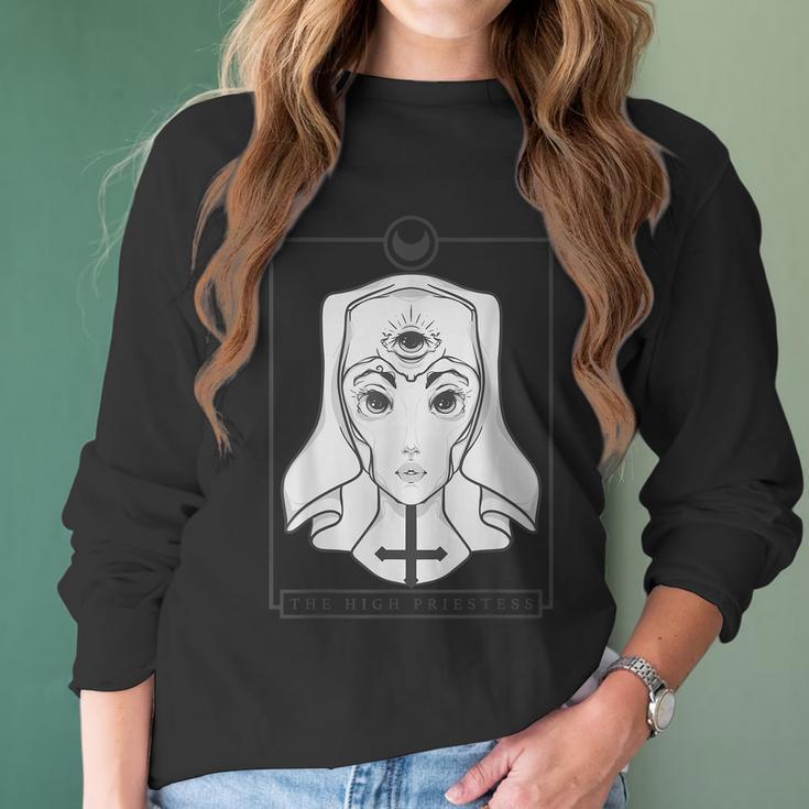 Pastel Goth Tarot | Witch Clothing | Gothic High Priestess Men Women T-Shirt Graphic Print Casual Unisex Tee Women Long Sleeve Tshirt