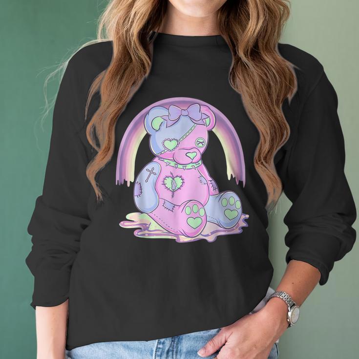 Pastel Goth Teddy Bear Japanese Anime Kawaii Menhera Men Women T-Shirt Graphic Print Casual Unisex Tee Women Long Sleeve Tshirt