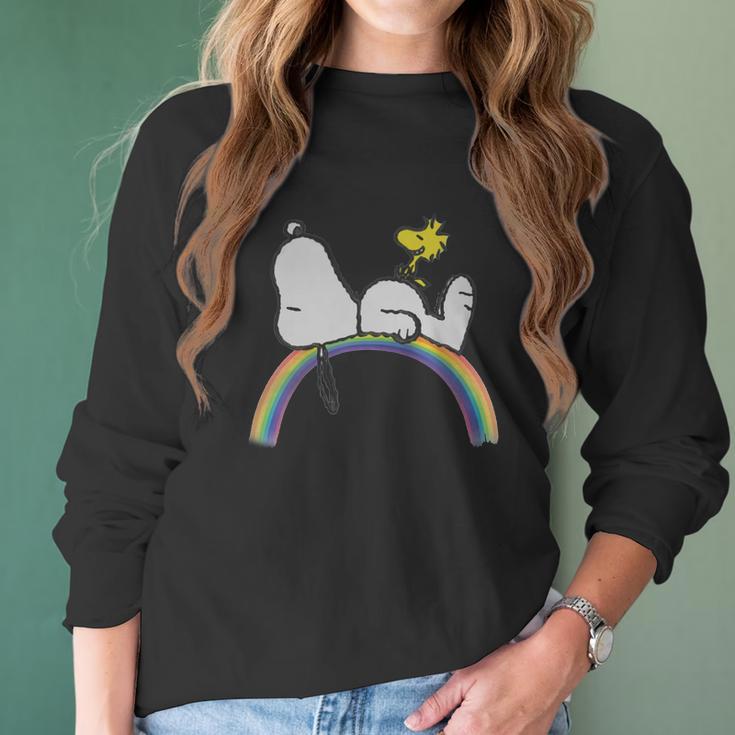 Peanuts Snoopy Rainbow Lgbt World Pride Shirt Women Long Sleeve Tshirt