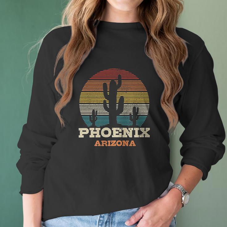 Phoenix Arizona Cactus Vintage Retro Desert Souvenir Gift Women Long Sleeve Tshirt