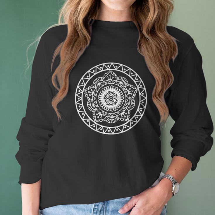 Prana Art Sacred Geometry Vibration Yoga Mandala Women Long Sleeve Tshirt