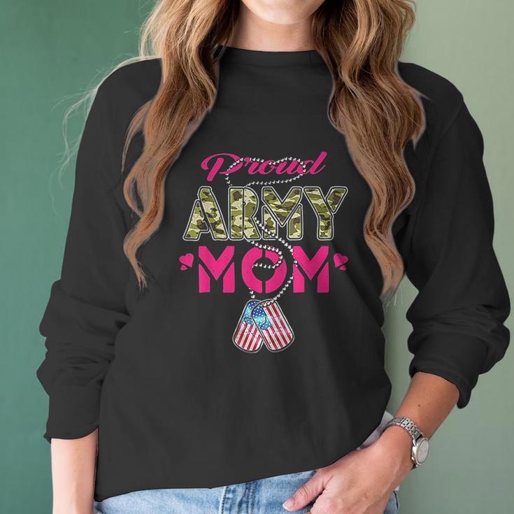 Proud Army Mom Us Flag Women Long Sleeve Tshirt