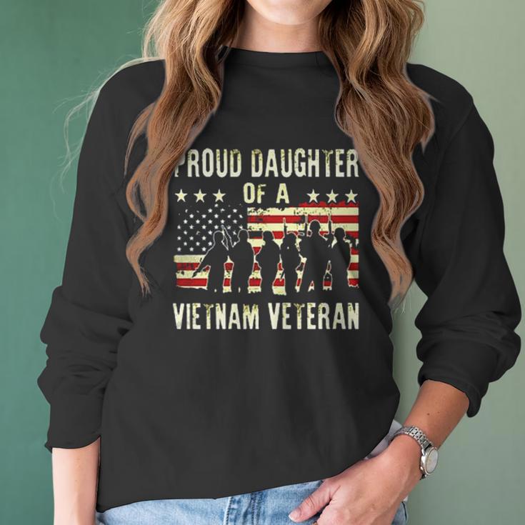 Proud Daughter Of A Vietnam Veteran Dad Gift 2022 Women Long Sleeve Tshirt