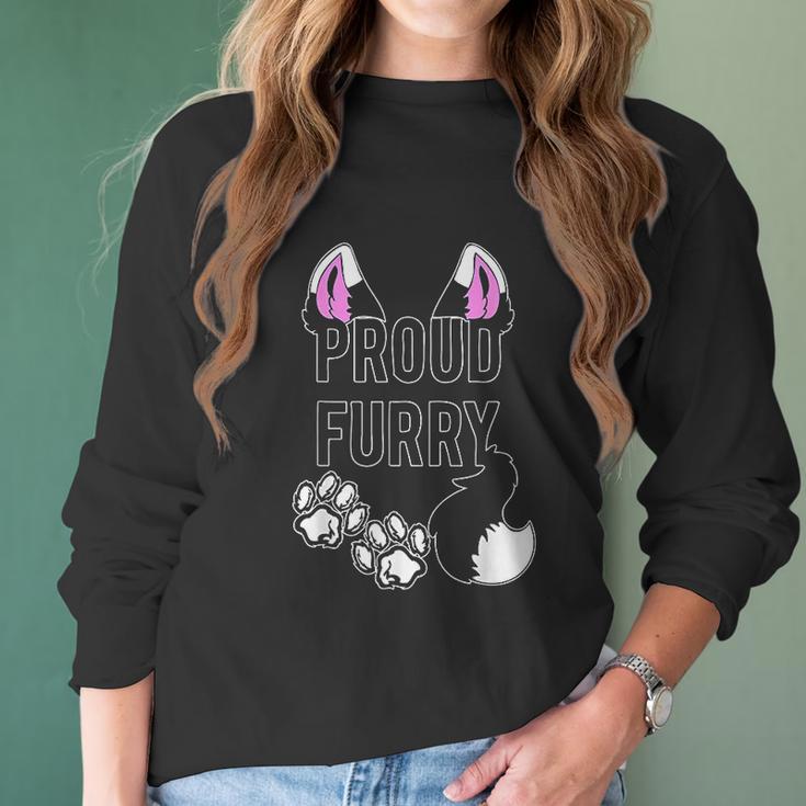 Proud Furry Furries Tail Ears Cosplay Fursona Women Men Women Long Sleeve Tshirt