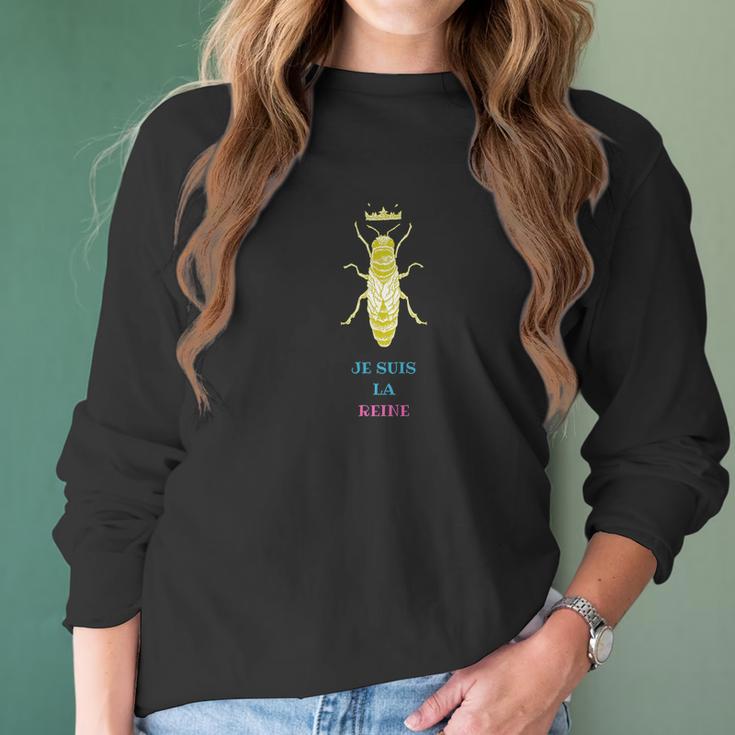 Queen Bee Je Suis La Reine Funny Honey Bee Women Long Sleeve Tshirt