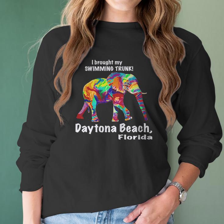 Rainbow Elephant Daytona Beach Florida Tee Women Long Sleeve Tshirt