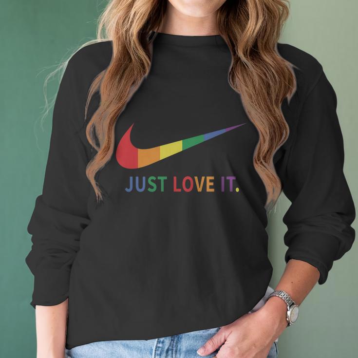 Rainbow Lesbian Gay Pride Lgbt Just Love It Women Long Sleeve Tshirt