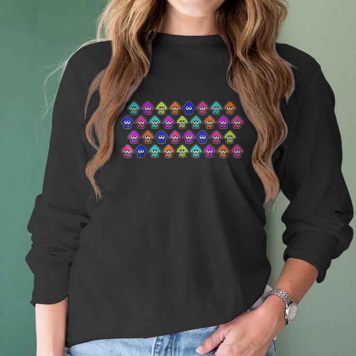 Rainbow Squid Row Graphic Women Long Sleeve Tshirt