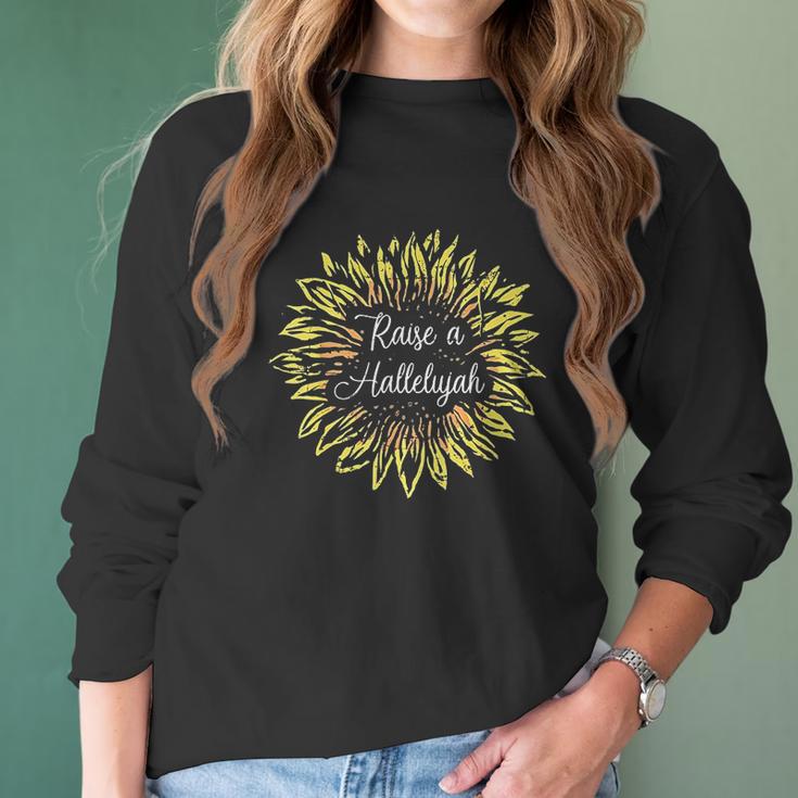 Raise A Hallelujah Sunflower Jesus Christian Gift Design Women Long Sleeve Tshirt