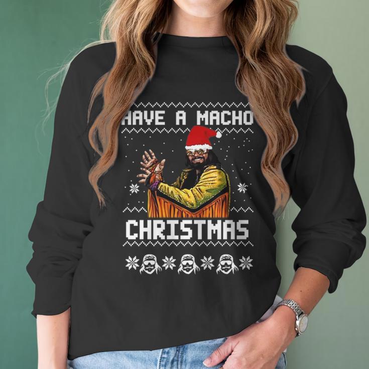 Randy Macho Man Savage Have A Macho Christmas Ugly Women Long Sleeve Tshirt