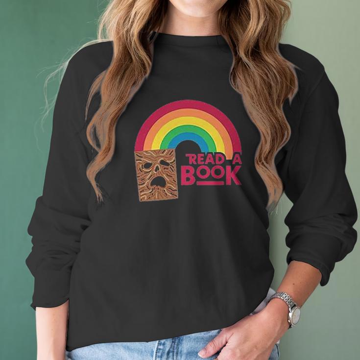 Read A Book Necronomicon Rainbow Funny Horror Graphic Women Long Sleeve Tshirt