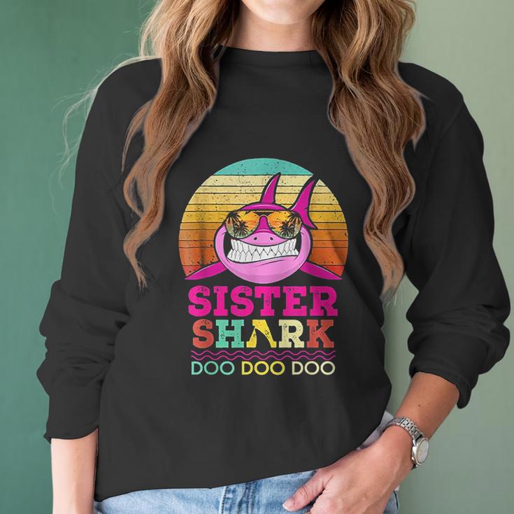 Retro Vintage Sister Shark Doo Doo Doo Women Long Sleeve Tshirt