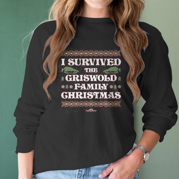 Ripple Junction National Lampoons Christmas Vacation Adult Unisex I Survived Light Weight Crew Women Long Sleeve Tshirt