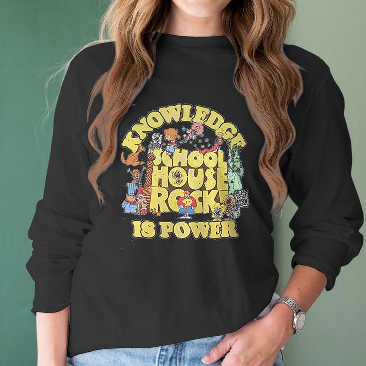 Ripple Junction Schoolhouse Rock Knowledge Is Power Logo Group Adult Women Long Sleeve Tshirt