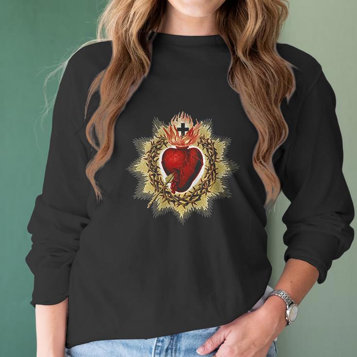 Sacred Heart Of Jesus Art Women Long Sleeve Tshirt