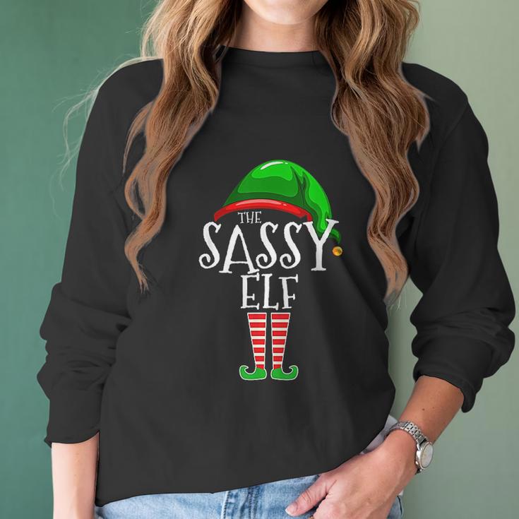 The Sassy Elf Family Matching Group Christmas Gift Funny Women Long Sleeve Tshirt