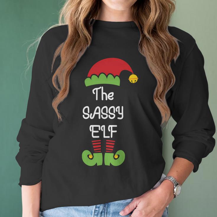 The Sassy Elf Matching Christmas Holiday Gift Women Long Sleeve Tshirt