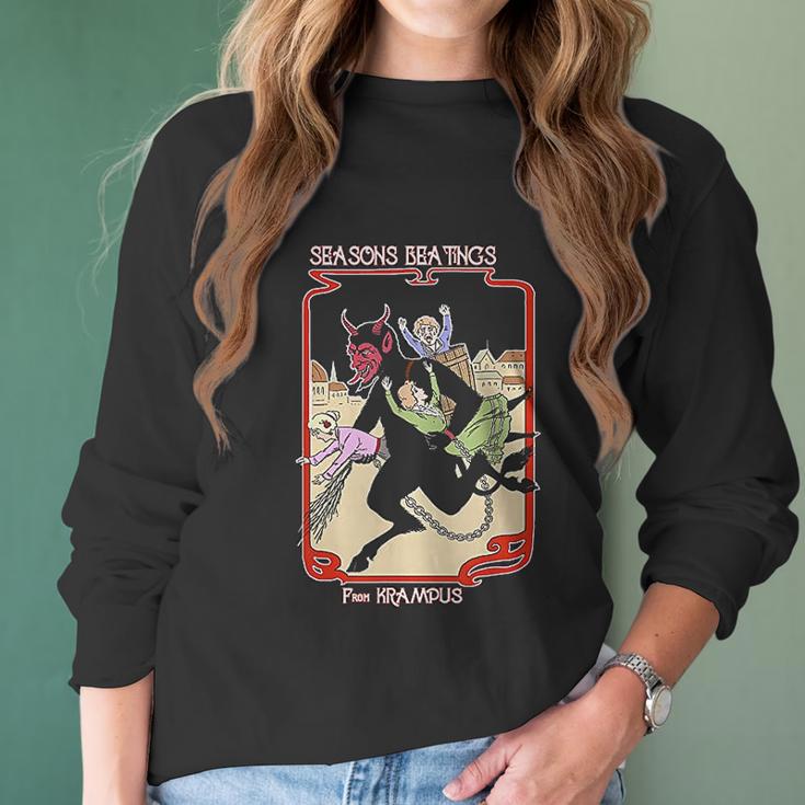 Seasons Beatings From Krampus Christmas Women Long Sleeve Tshirt