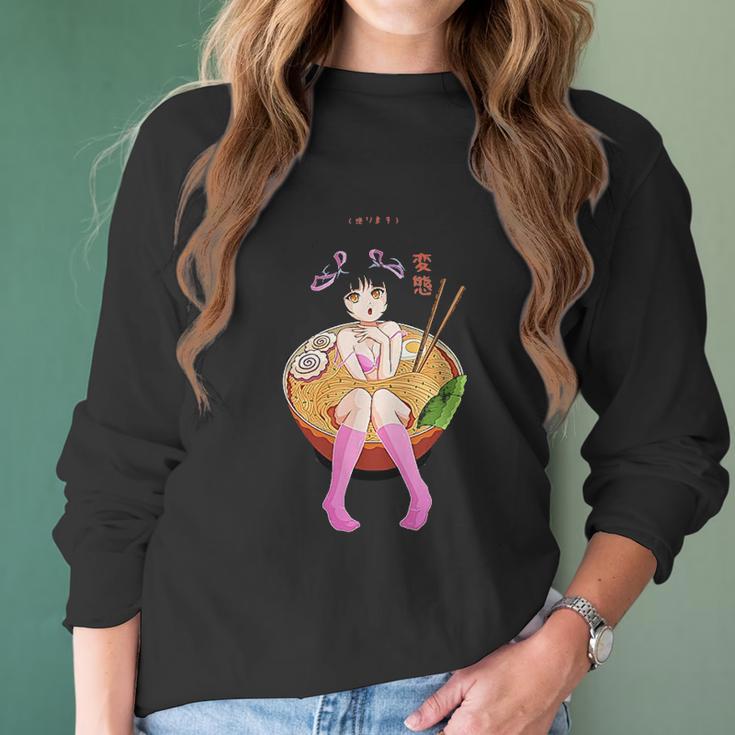 Send Noods Design Ramen Noodle Bowl Shabu Shabu Anime Hentai Women Long Sleeve Tshirt