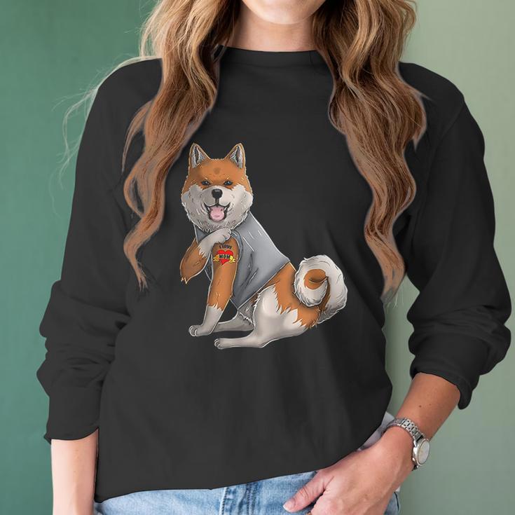 Shiba Inu I Love Mom Tattoo Dog Women Long Sleeve Tshirt