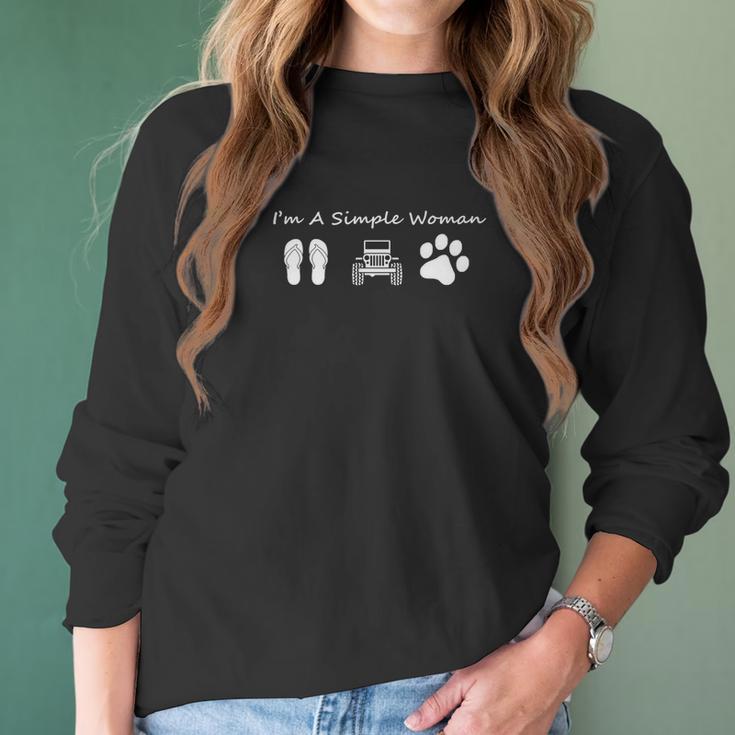 I Am Simple Women Flip Flops Jeep Paw Dog And Cat Gift Girl Women Long Sleeve Tshirt