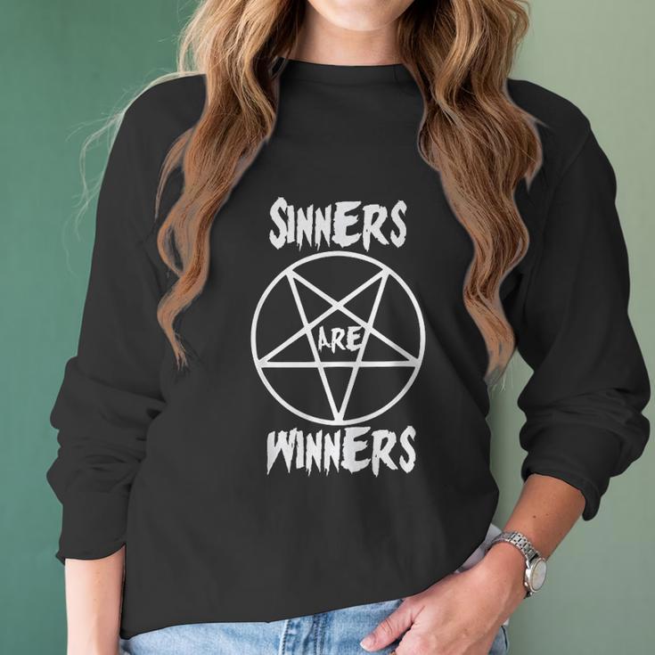 Siners Are Winers Black Metal Fans Halloween Women Long Sleeve Tshirt