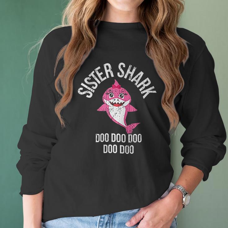 Sister Shark Doo Doo Doo Birthday Women Long Sleeve Tshirt