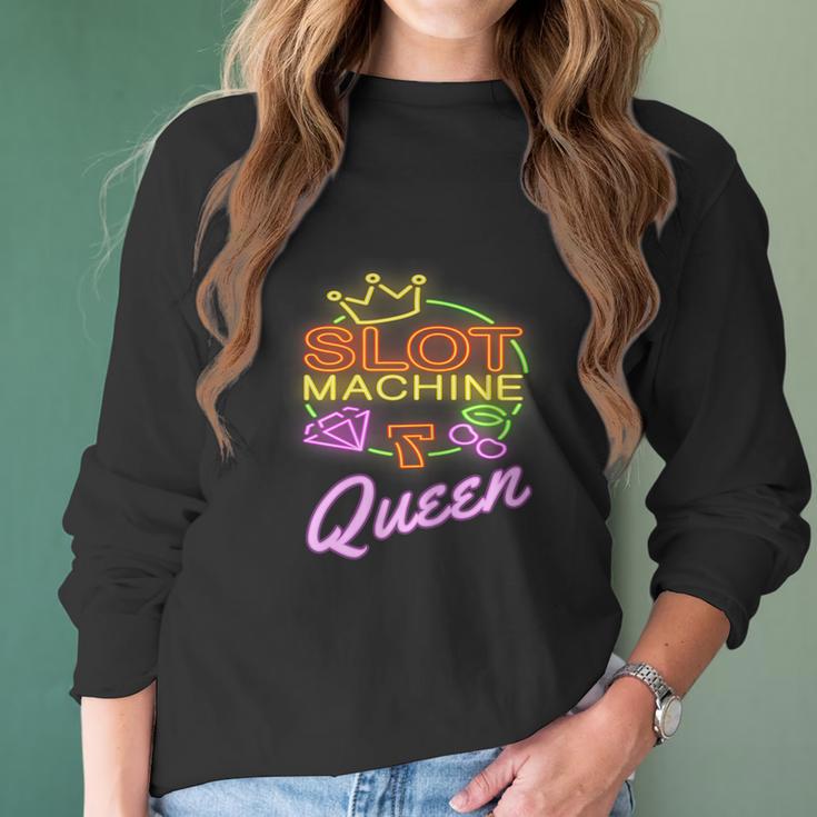 Womens Slot Machine Queen Casino Funny Gambling Women Long Sleeve Tshirt