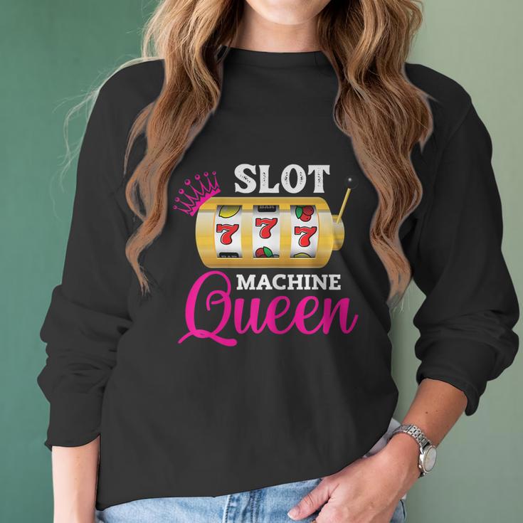 Womens Slot Machine Queen Funny Casino Gambling Women Long Sleeve Tshirt