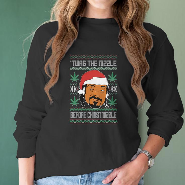 Snoop Dogg Weed Twas The Nizzle Before Christmizzle Ugly Christmas Sweater Women Long Sleeve Tshirt