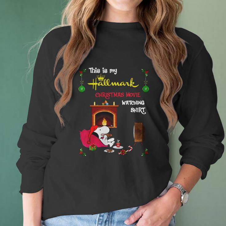 Snoopy This Is My Hallmark Christmas Movie Watching Shirt Women Long Sleeve Tshirt