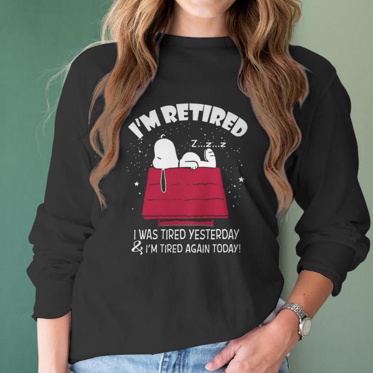 Snoopy Im Retired I Was Tired Yesterday Shirt Hoodie Tank Top Women Long Sleeve Tshirt