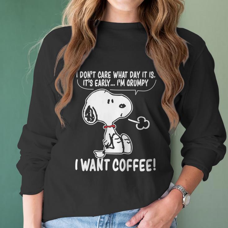 Snoopy - I Want Coffee Women Long Sleeve Tshirt