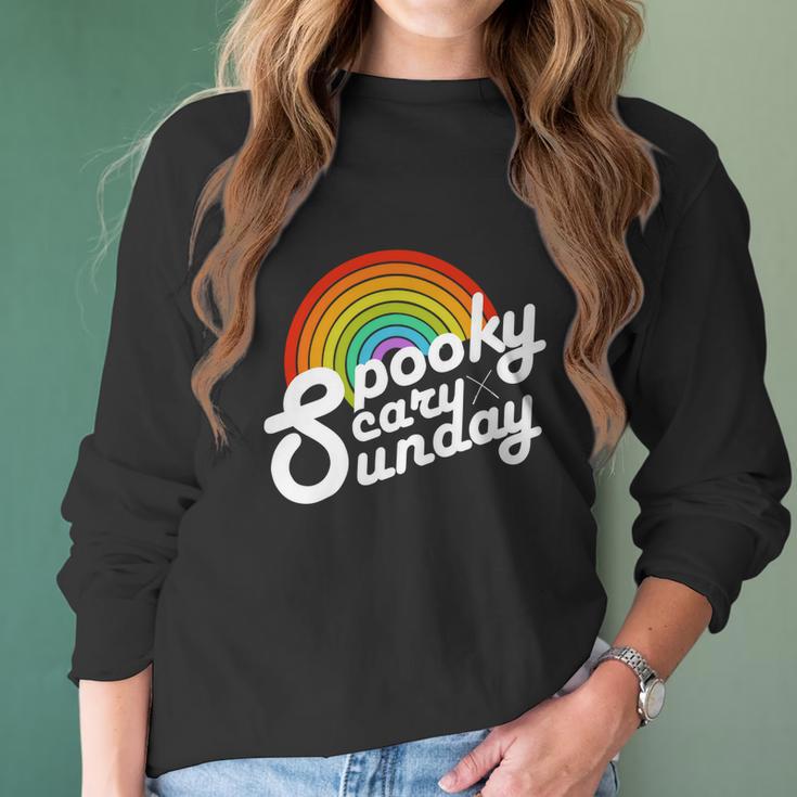 Spooky Scary Sunday Rainbow Funny Spooky Scary Sunday Trendy Funny Gift Women Long Sleeve Tshirt