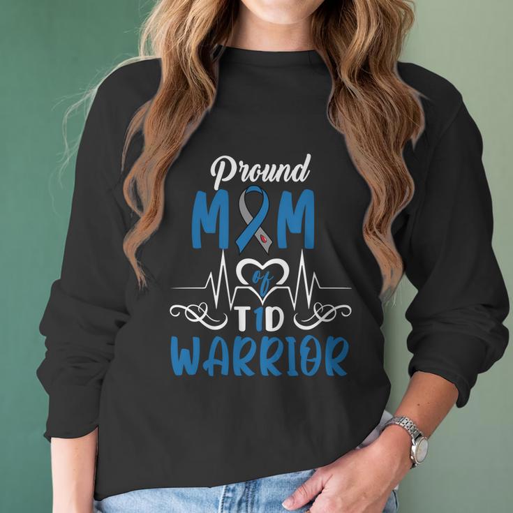 T1d Proud Mom Diabetes Awareness Type 1 Insulin Pancreas Gift Graphic Design Printed Casual Daily Basic Women Long Sleeve Tshirt