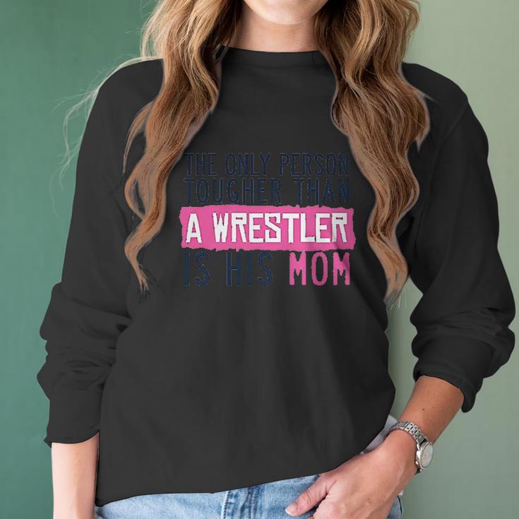 Tougher Than A Wrestler Mom Wrestling By Chalktalk Sports Women Long Sleeve Tshirt