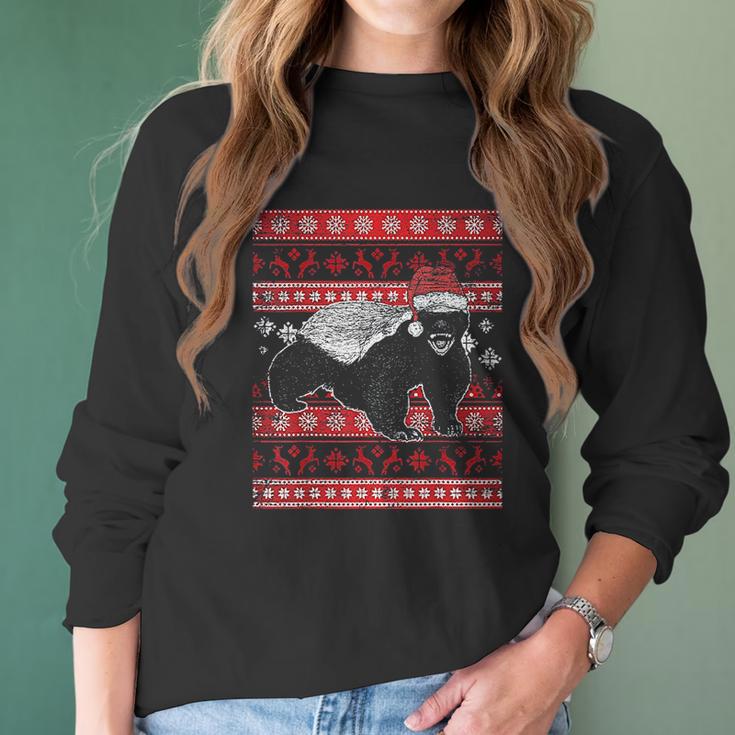 Ugly Christmas Honey Badger Women Long Sleeve Tshirt