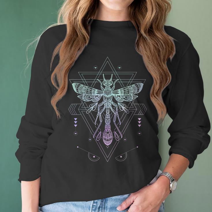 Vaporwave Japanese Dragonfly Pagan Occult Pastel Goth Women Long Sleeve Tshirt