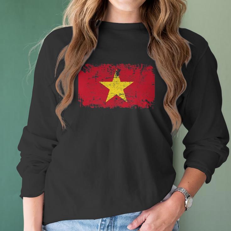 Vietnam Flag Vintage Men Women Kids Vietnam Women Long Sleeve Tshirt