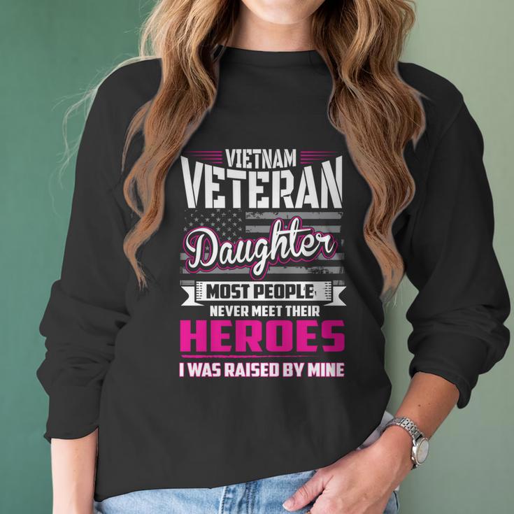 Vietnam Veteran Daughter Cute Gift Raised By My Hero Graphic Design Printed Casual Daily Basic V2 Women Long Sleeve Tshirt