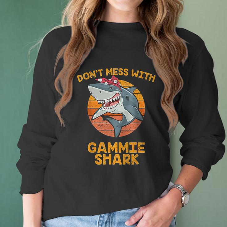 Vintage Dont Mess With Grandma Shark Gammie Gifts Women Long Sleeve Tshirt