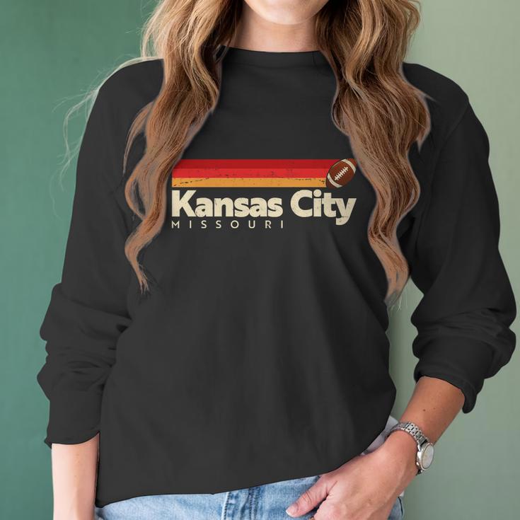 Vintage Retro Kansas City Missouri Football Women Long Sleeve Tshirt