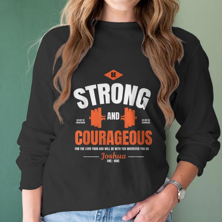 Weight Lifting Joshua 1 9 Christian Design Women Long Sleeve Tshirt