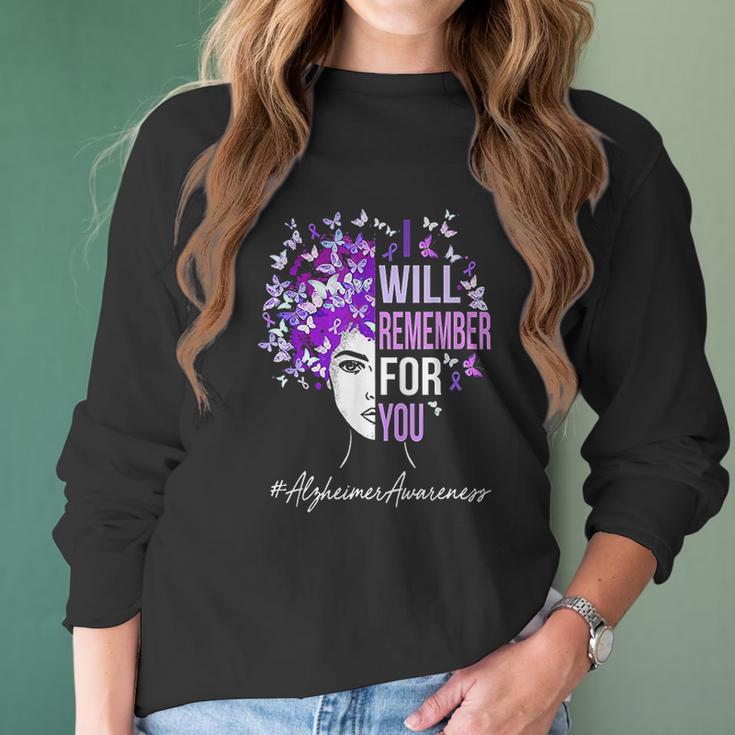 I Will Remember For You Alzheimer Awareness Womens Butterfly Women Long Sleeve Tshirt