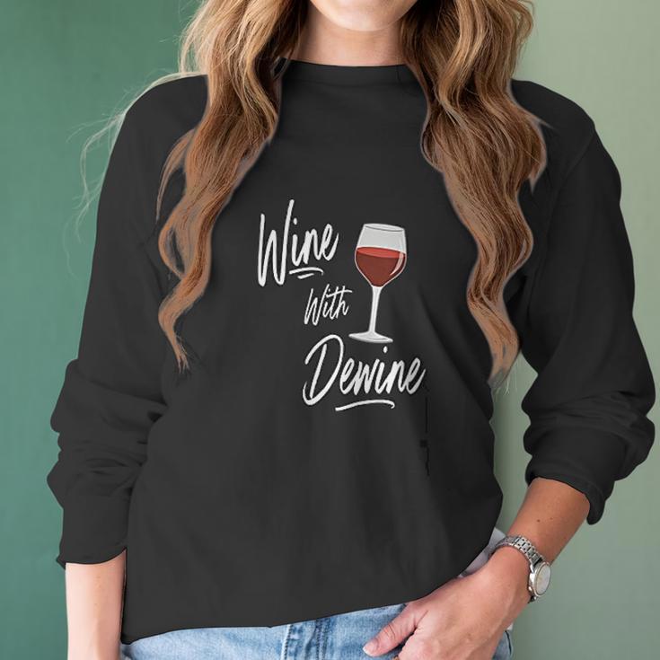 Wine With Dewine Drinking Game Ohio Mike Dewine Women Long Sleeve Tshirt