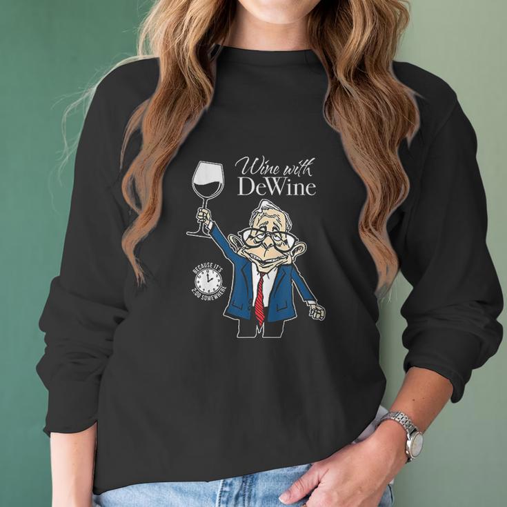 Wine With Dewine It Is Two Oclock Somewhere Women Long Sleeve Tshirt