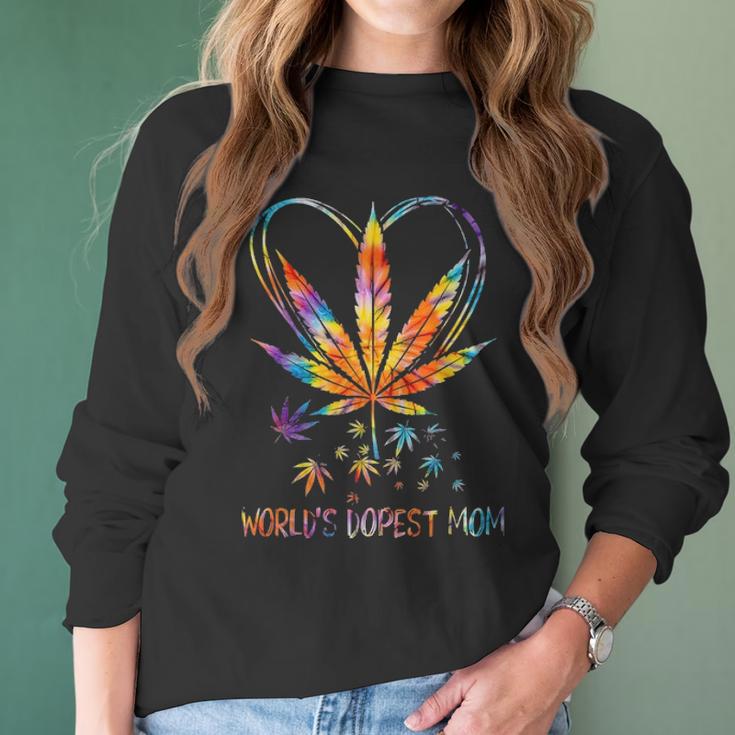 Worlds Dopest Mom Weed Leaf 420 Funny Mothers Day Women Long Sleeve Tshirt