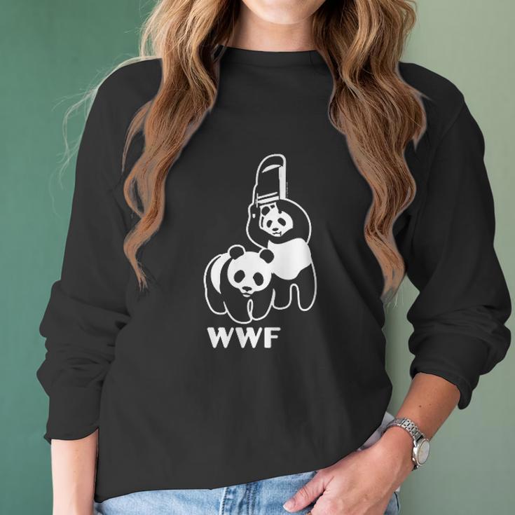 Wwf Funny Panda Bear Wrestling Women Long Sleeve Tshirt